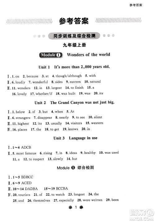 大连出版社2025年秋点石成金金牌每课通九年级英语全一册外研版辽宁专版答案