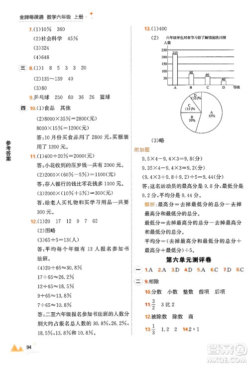 大连出版社2024年秋点石成金金牌每课通六年级数学上册北师大版答案