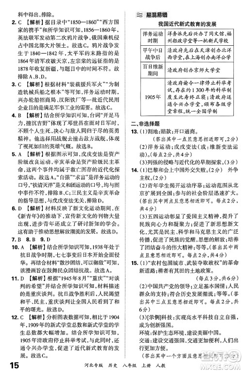江西人民出版社2024年秋王朝霞各地期末试卷精选八年级历史上册人教版河北专版答案 江西人民出版社2024年秋王朝霞各地期末试卷精选八年级历史上册人教版河北专版答案