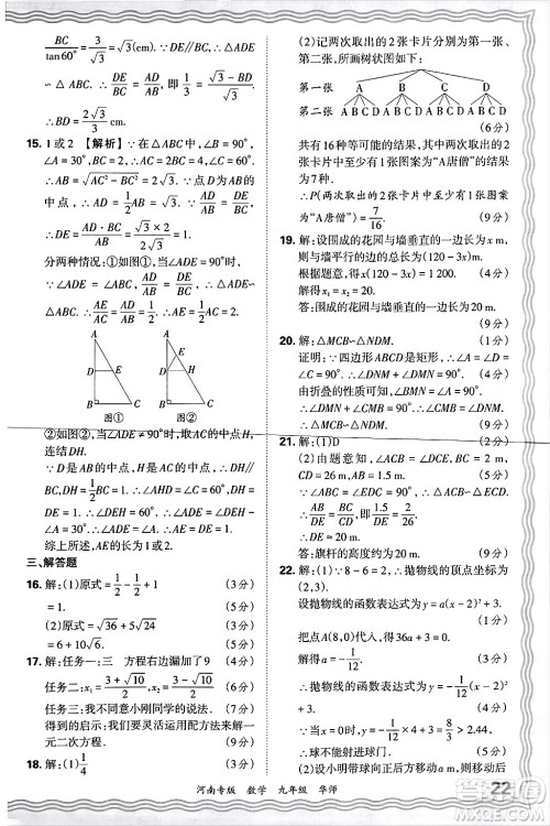 江西人民出版社2025年秋王朝霞各地期末试卷精选九年级数学全一册华师版河南专版答案 江西人民出版社2025年秋王朝霞各地期末试卷精选九年级数学全一册华师版河南专版答案