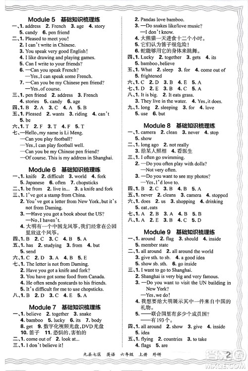 江西人民出版社2024年秋王朝霞各地期末试卷精选六年级英语上册外研版洛阳专版答案 江西人民出版社2024年秋王朝霞各地期末试卷精选六年级英语上册外研版洛阳专版答案