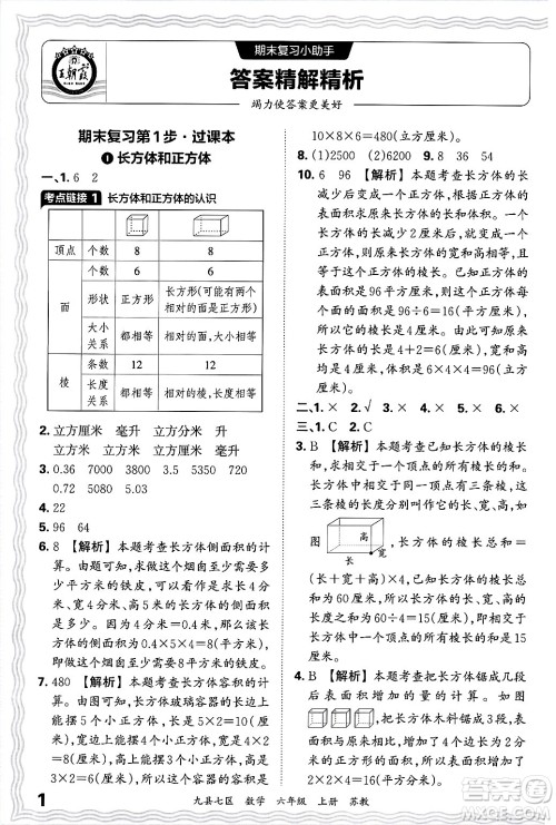 江西人民出版社2024年秋王朝霞各地期末试卷精选六年级数学上册苏教版洛阳专版答案