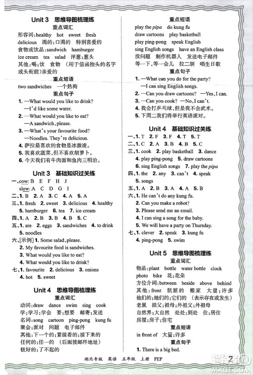 江西人民出版社2024年秋王朝霞各地期末试卷精选五年级英语上册人教PEP版湖北专版答案 江西人民出版社2024年秋王朝霞各地期末试卷精选五年级英语上册人教PEP版湖北专版答案