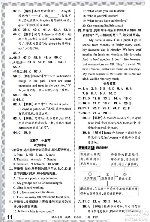江西人民出版社2024年秋王朝霞各地期末试卷精选五年级英语上册人教PEP版湖北专版答案 江西人民出版社2024年秋王朝霞各地期末试卷精选五年级英语上册人教PEP版湖北专版答案