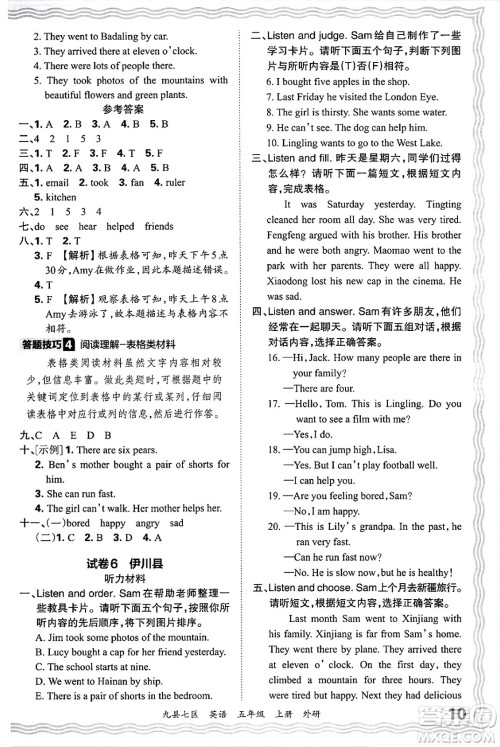 江西人民出版社2024年秋王朝霞各地期末试卷精选五年级英语上册外研版洛阳专版答案 江西人民出版社2024年秋王朝霞各地期末试卷精选五年级英语上册外研版洛阳专版答案