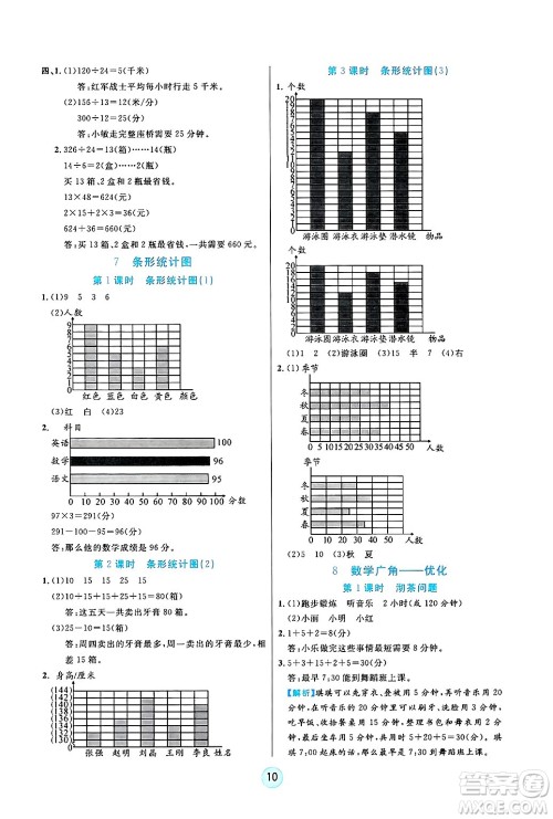 天津科学技术出版社2024年秋云顶课堂四年级数学上册人教版答案