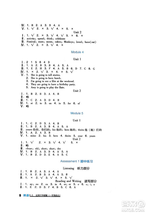 四川教育出版社2024年秋新课标小学生学习实践园地五年级英语上册外研版一起点答案
