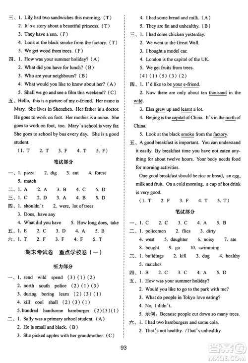 长春出版社2024年秋68所期末冲刺100分完全试卷六年级英语上册牛津版答案