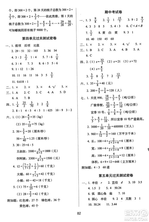 长春出版社2024年秋68所期末冲刺100分完全试卷六年级数学上册青岛版答案