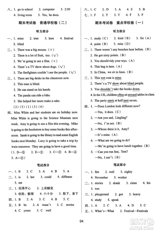 长春出版社2024年秋68所期末冲刺100分完全试卷五年级英语上册外研版一起点答案