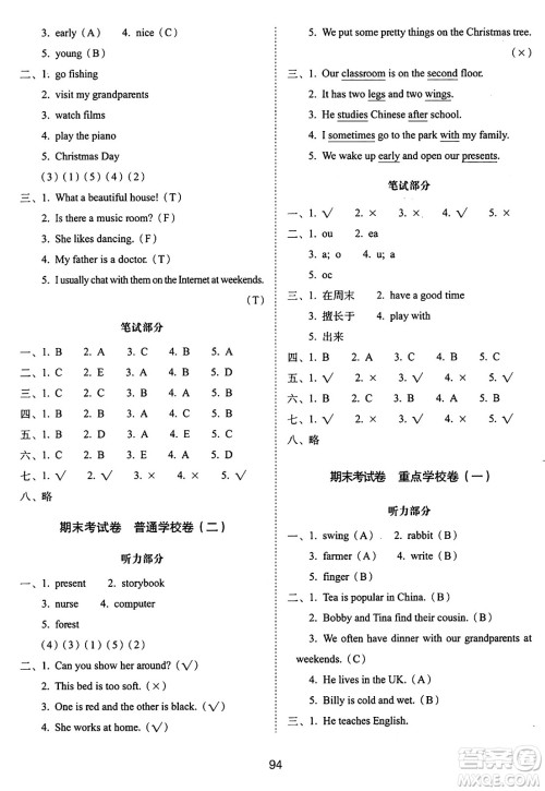 长春出版社2024年秋68所期末冲刺100分完全试卷五年级英语上册译林版答案