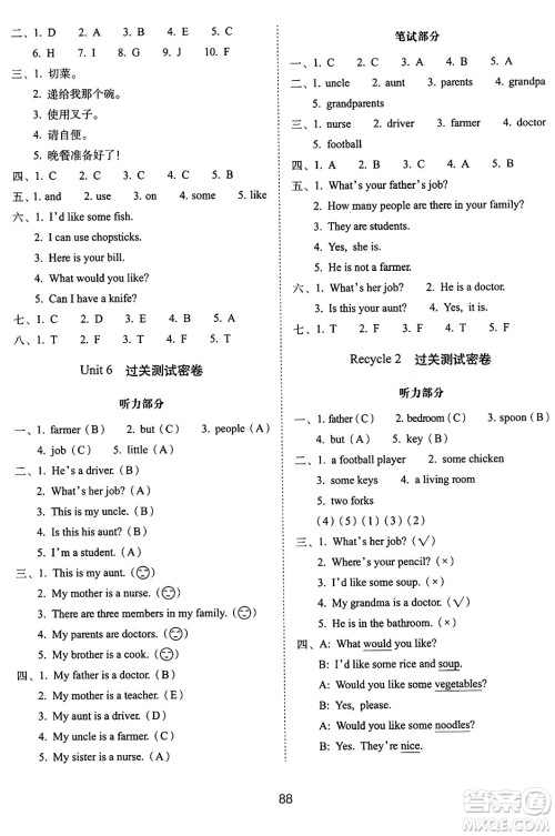长春出版社2024年秋68所期末冲刺100分完全试卷四年级英语上册人教PEP版三起点答案