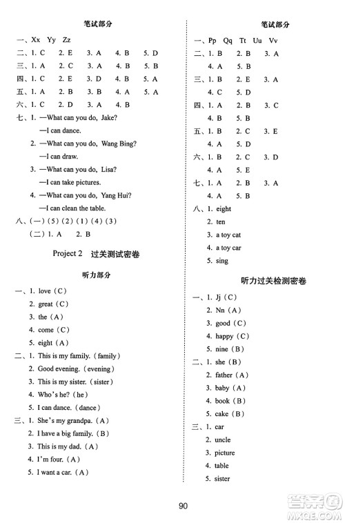 长春出版社2024年秋68所期末冲刺100分完全试卷三年级英语上册译林版答案