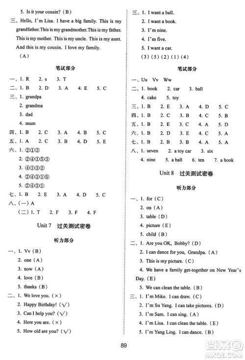 长春出版社2024年秋68所期末冲刺100分完全试卷三年级英语上册译林版答案