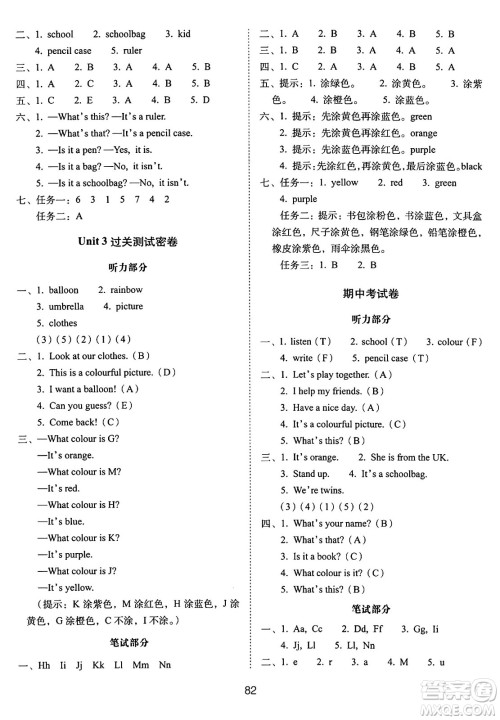 长春出版社2024年秋68所期末冲刺100分完全试卷三年级英语上册外研版答案