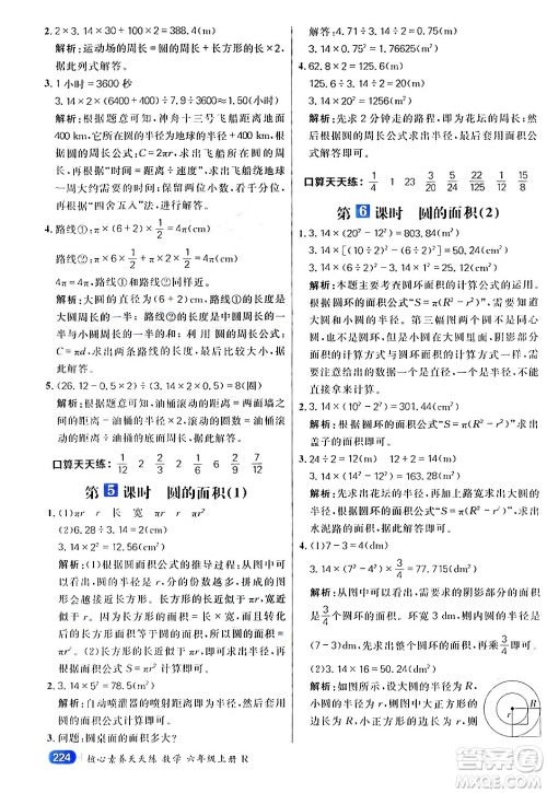 南方出版社2024秋学缘教育核心素养天天练六年级数学上册人教版答案