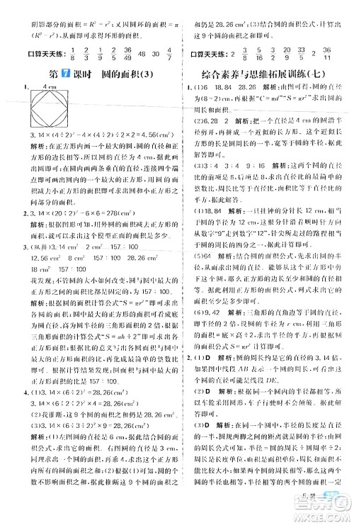 南方出版社2024秋学缘教育核心素养天天练六年级数学上册人教版答案