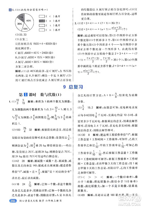 南方出版社2024秋学缘教育核心素养天天练六年级数学上册人教版答案