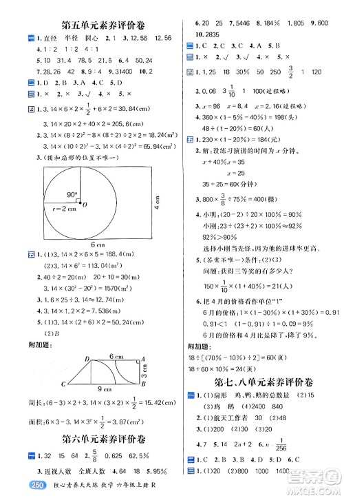 南方出版社2024秋学缘教育核心素养天天练六年级数学上册人教版答案