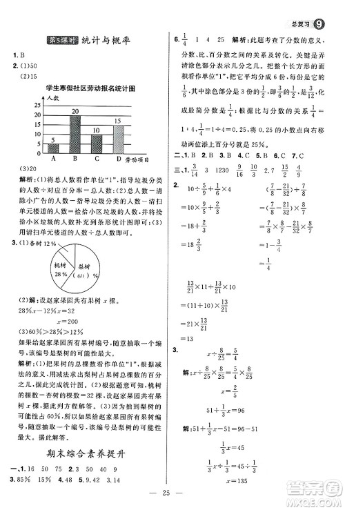 南方出版社2024秋学缘教育核心素养天天练六年级数学上册人教版福建专版答案