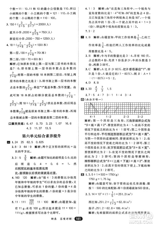 南方出版社2024秋学缘教育核心素养天天练六年级数学上册北师大版答案