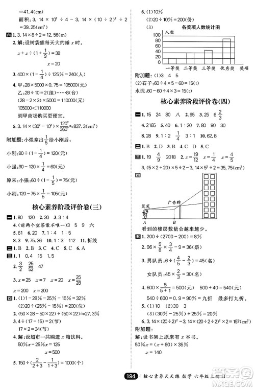 南方出版社2024秋学缘教育核心素养天天练六年级数学上册北师大版答案