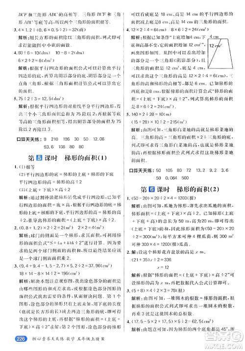 南方出版社2024秋学缘教育核心素养天天练五年级数学上册人教版答案