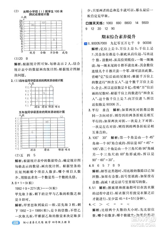 南方出版社2024秋学缘教育核心素养天天练四年级数学上册人教版答案