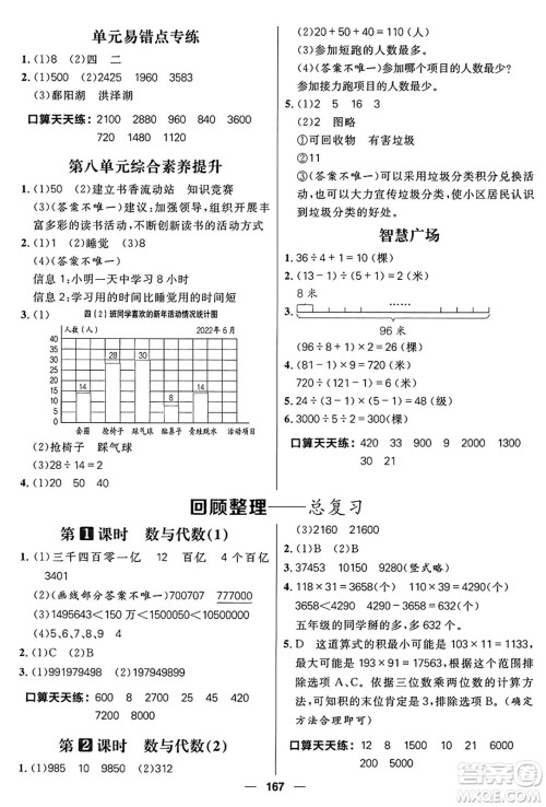 南方出版社2024秋学缘教育核心素养天天练四年级数学上册青岛版答案