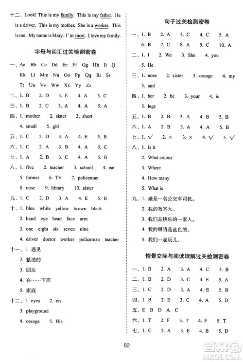 长春出版社2024年秋68所期末冲刺100分完全试卷三年级英语上册冀教版答案