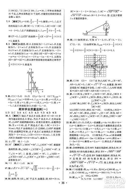 新疆青少年出版社2024年秋神龙教育期末考向标全程跟踪突破测试卷七年级数学上册鲁教版答案