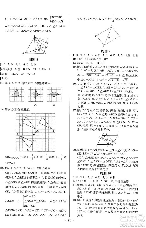 新疆青少年出版社2024年秋神龙教育期末考向标全程跟踪突破测试卷八年级数学上册鲁教版答案