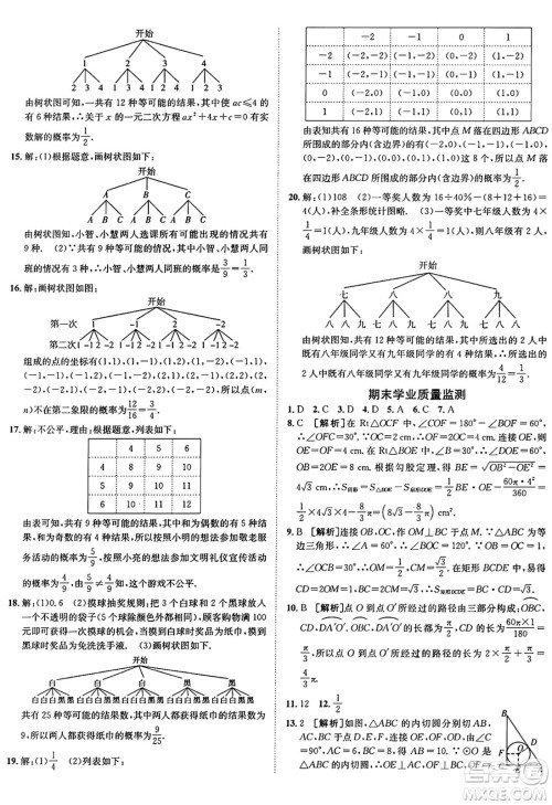 新疆青少年出版社2025年秋神龙教育期末考向标全程跟踪突破测试卷九年级数学全一册鲁教版答案