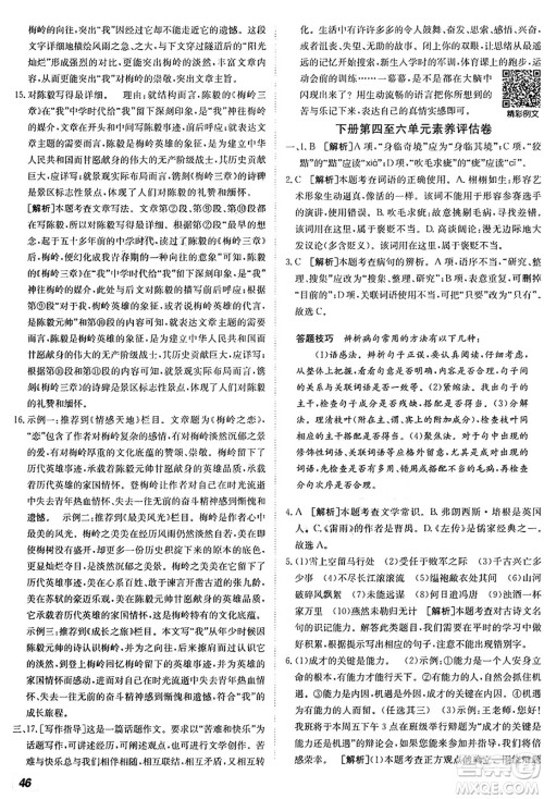 新疆青少年出版社2025年秋神龙教育期末考向标全程跟踪突破测试卷九年级语文全一册人教版答案