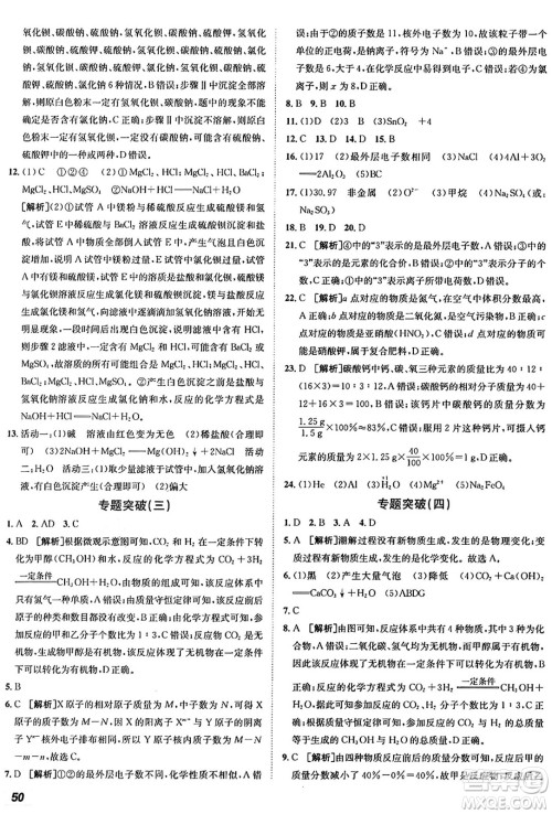新疆青少年出版社2025年秋神龙教育期末考向标全程跟踪突破测试卷九年级化学全一册人教版答案