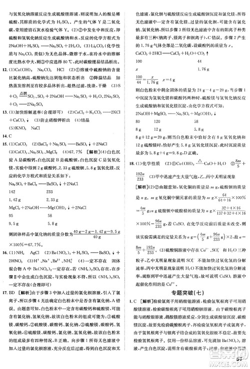 新疆青少年出版社2025年秋神龙教育期末考向标全程跟踪突破测试卷九年级化学全一册人教版答案