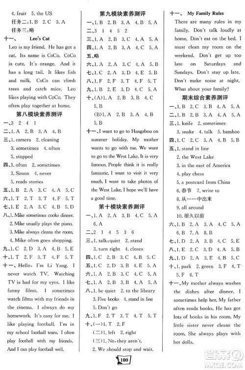 辽宁少年儿童出版社2024年秋世纪金榜金榜小博士课时提优作业六年级英语上册外研版三起点答案