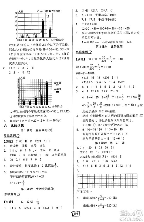 未来出版社2024年秋世纪金榜金榜小博士课时提优作业六年级数学上册北师大版答案