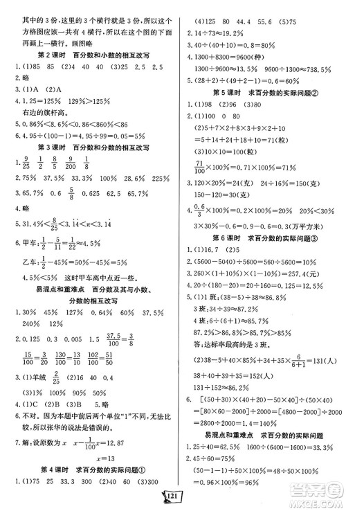 未来出版社2024年秋世纪金榜金榜小博士课时提优作业六年级数学上册苏教版答案