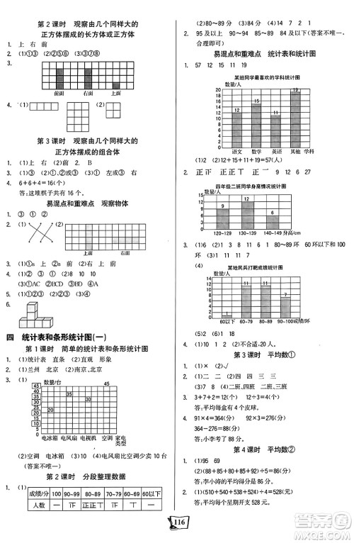 未来出版社2024年秋世纪金榜金榜小博士课时提优作业四年级数学上册苏教版答案