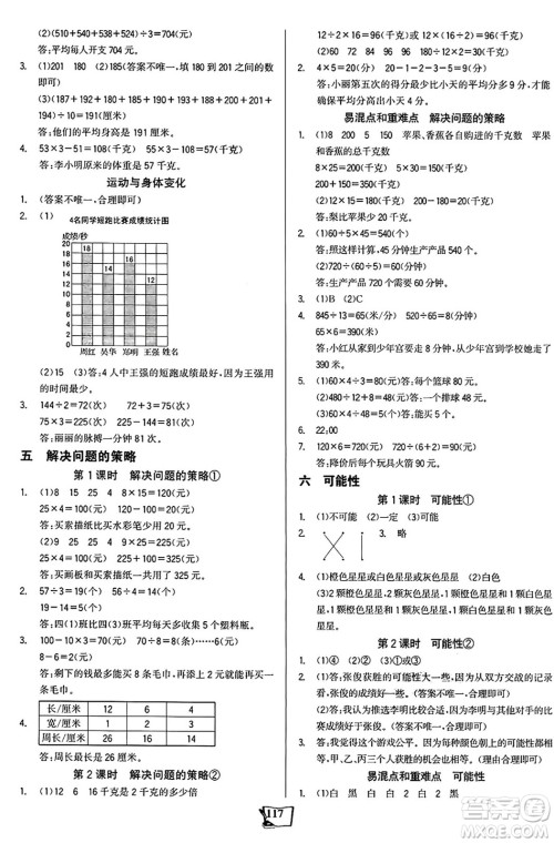未来出版社2024年秋世纪金榜金榜小博士课时提优作业四年级数学上册苏教版答案
