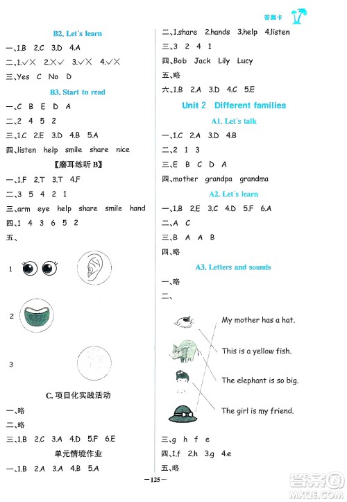 辽宁少年儿童出版社2024年秋世纪金榜金榜小博士课时提优作业三年级英语上册通用版三起点答案