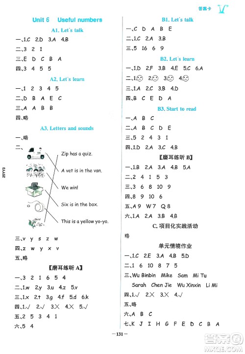 辽宁少年儿童出版社2024年秋世纪金榜金榜小博士课时提优作业三年级英语上册通用版三起点答案