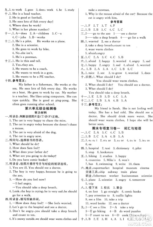 江苏凤凰美术出版社2024年秋广文图书黄冈小博士冲刺100分六年级英语上册人教版答案