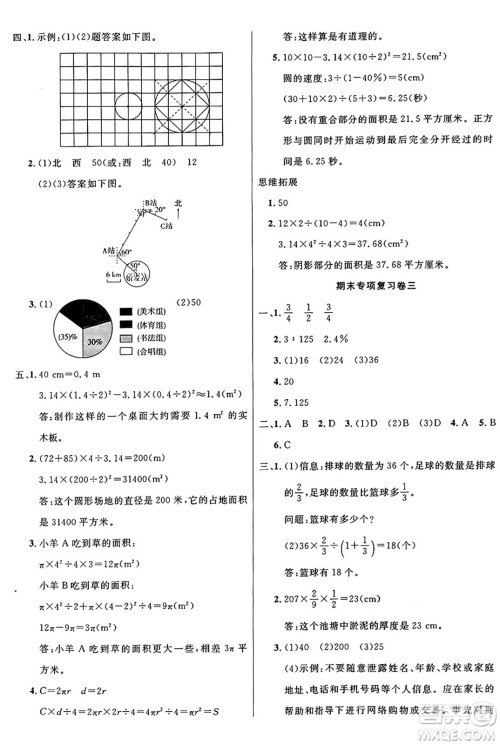 江苏凤凰美术出版社2024年秋广文图书黄冈小博士冲刺100分六年级数学上册人教版答案