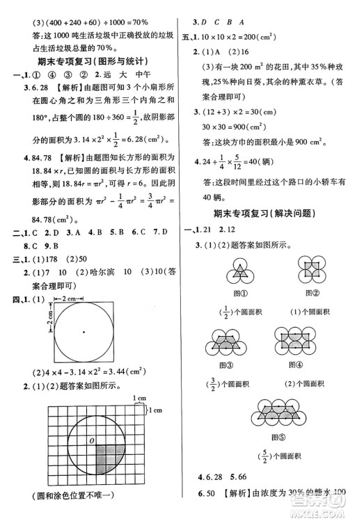 江苏凤凰美术出版社2024年秋广文图书黄冈小博士冲刺100分六年级数学上册北师大版答案