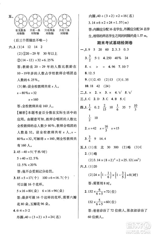 江苏凤凰美术出版社2024年秋广文图书黄冈小博士冲刺100分六年级数学上册北师大版答案