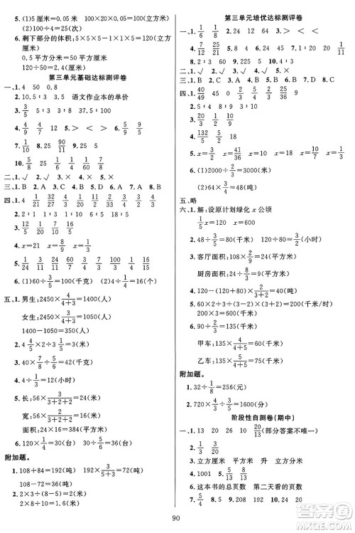 江苏凤凰美术出版社2024年秋广文图书黄冈小博士冲刺100分六年级数学上册苏教版答案