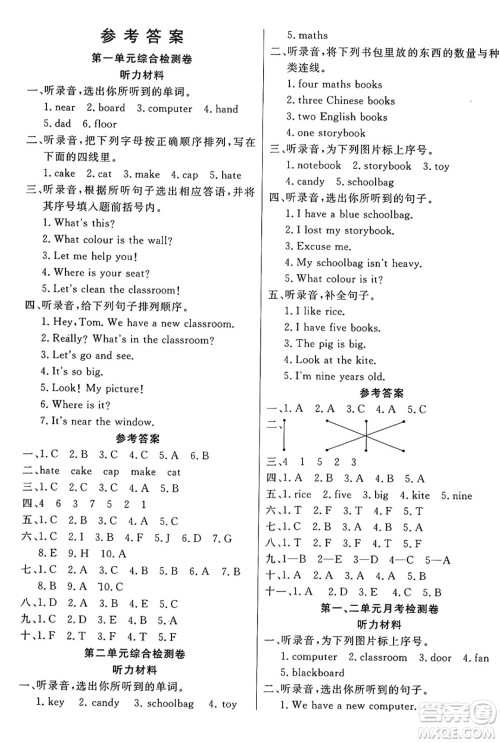 江苏凤凰美术出版社2024年秋广文图书黄冈小博士冲刺100分四年级英语上册人教版答案