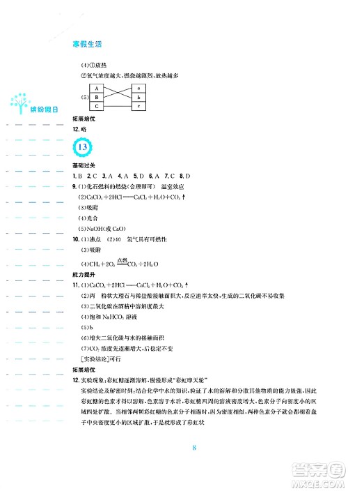 安徽教育出版社2025年寒假生活九年级化学人教版答案